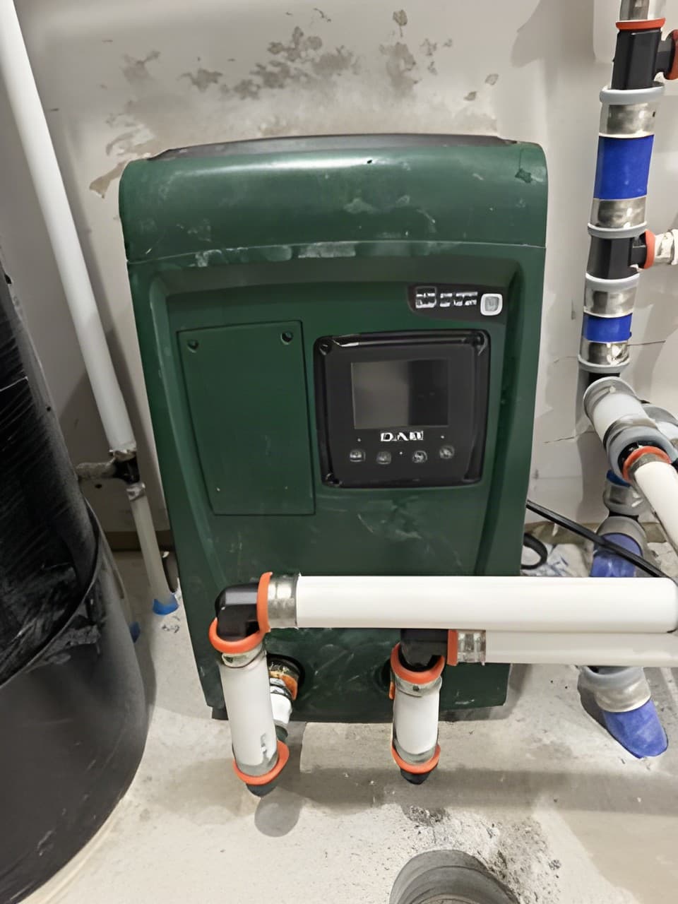 Booster pump and clean supply lines in a new-construction mechanical room